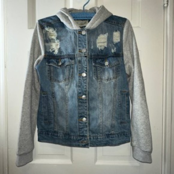 Distressed Vintage Jean Jacket Hoodie Combo - Picture 2 of 13